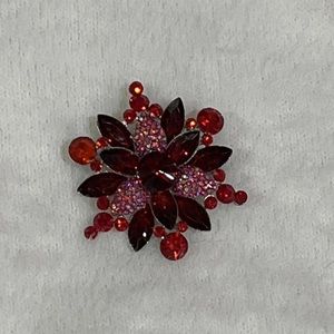 Red snowflake brooch, pin, lapel